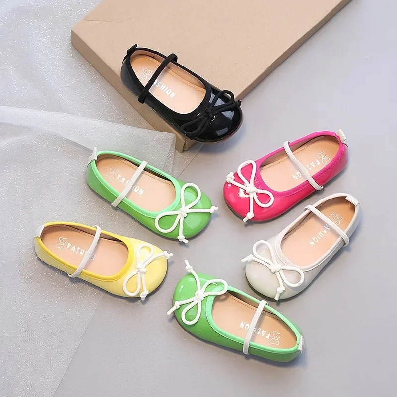 Baby Girls Princess Shoes Leisure Candy Color Bowtie Kids Ballet Flats Toddler Light Elatsic Band Autumn Children Flat Shoe 251021