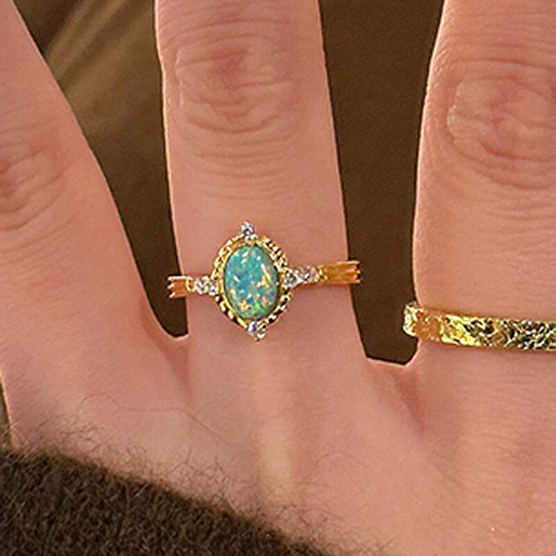 New Blue Sapphire Designer Opal Ring Fashion Trendy High-Value Design Design Elegant Luxury Versatile