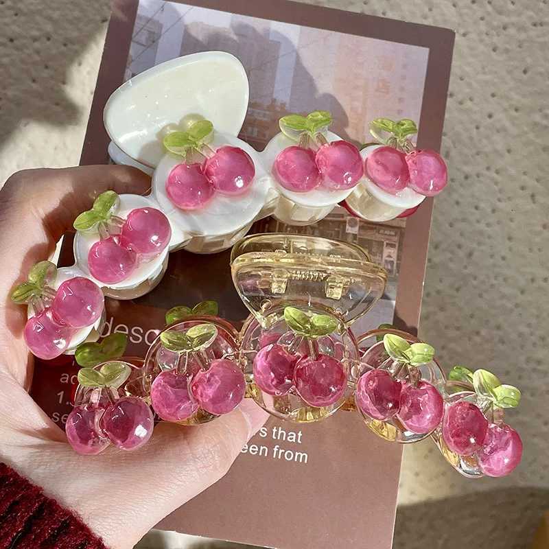 Jelly Cherry Grab Clip Original Sweet Girl Women Resin Head Hair Shark Clip Spring Claw Clip Hair Jewelry 2023 Hair AccessoriesW254021