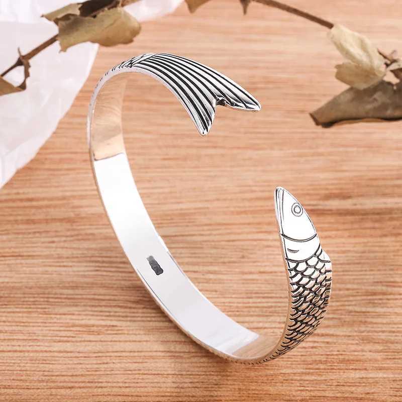 Foxanry Silver Color Bracelet New Trend Punk Vintage Fish Design Bangles Party Jewelry Birthday Gifts Couples Accessories J251021
