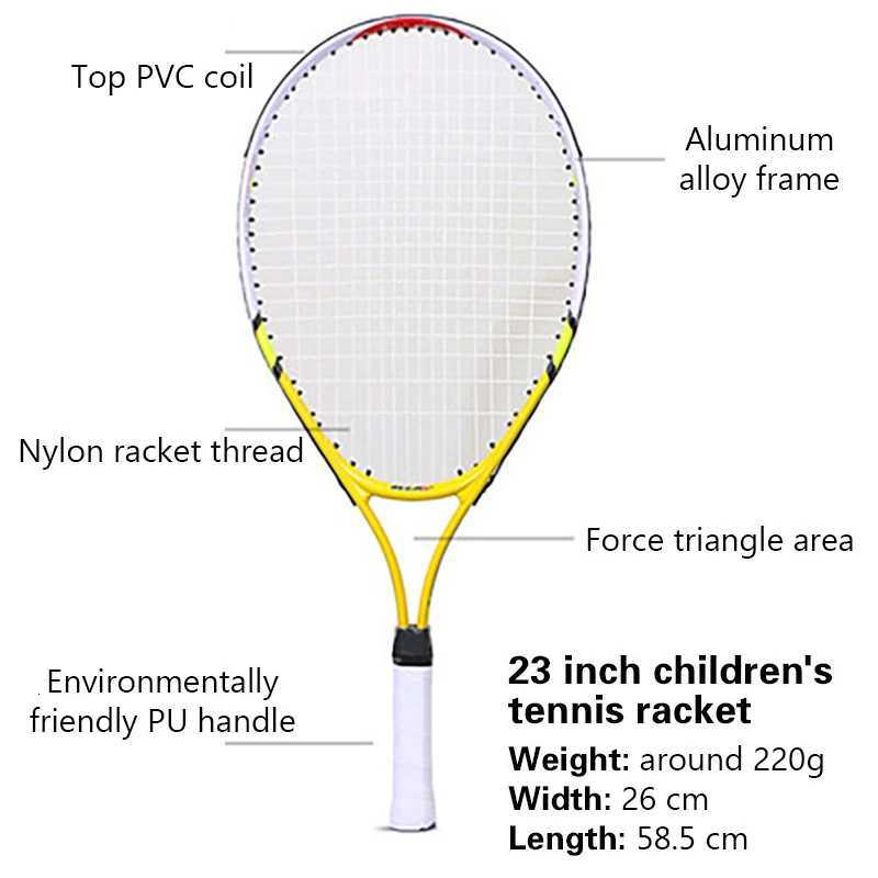 Special Aluminum Alloy Tennis Racket for Teenagers Strong Nylon Wire for Childrens Training 23 in W251021