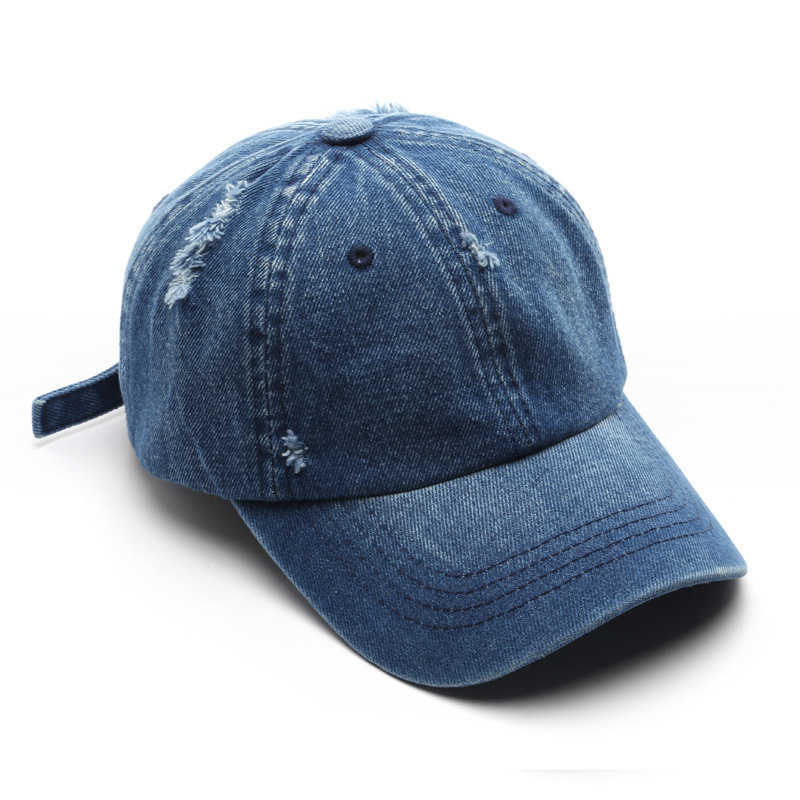 Fashion Distressed Washed Denim Baseball Cap Outdoor Street Style Mens Sun Protection Visor Cap H251020 7IHI