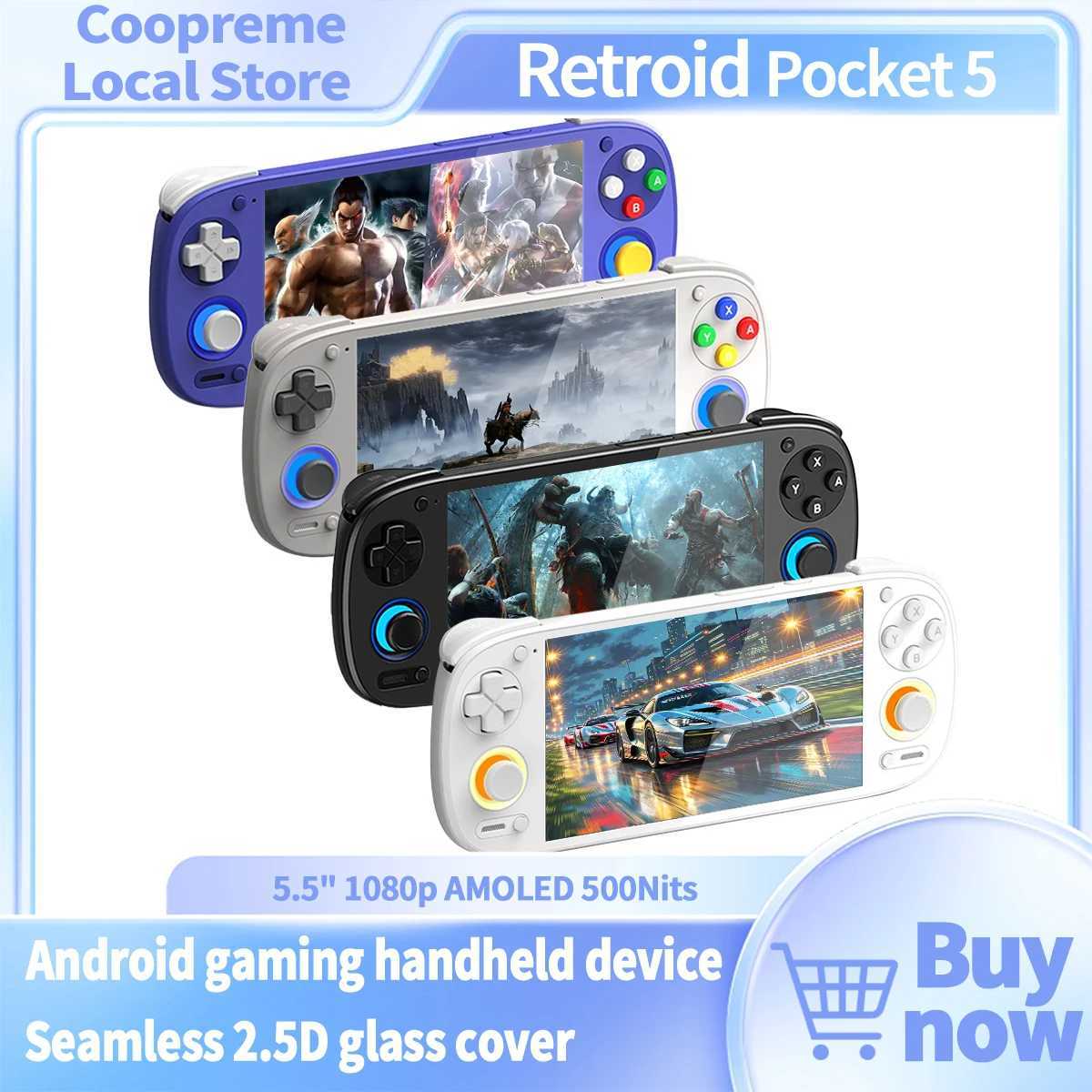 Retroid Pocket 5 Handheld Game Console 55 AMOLED Screen Android13 Joystick RGB Lighting Effect Active Cooling Video Games F2501020