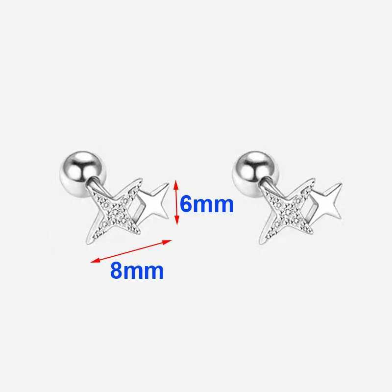 Real 925 Sterling Silver Zircon Star Bead Screw Stud Earrings For Women Classic Fine Jewelry Light Luxury Accessories J251021