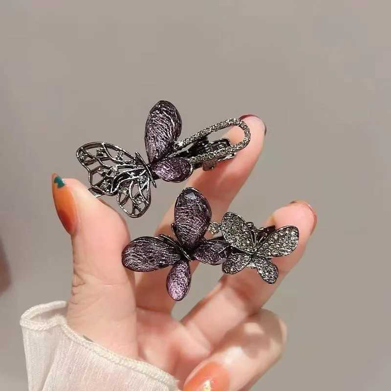 Super Fairy Rhinestone Butterfly Hair Clip Exquisite Womens Side Bangs Clip Alloy Duckbill Clip Hairpin Korean Hair AccessoriesW254021