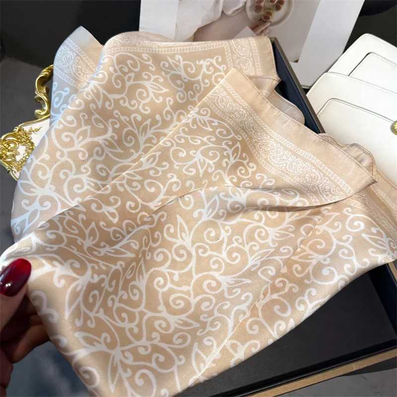 New Fashion Paisy Print Shawl Square Scarf for Wen Soft Satin Wraps Neckerchi Fa Hair Bands Ribbon band BandanaW251021