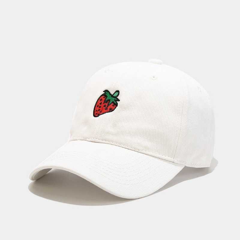 Hat Female Small Fresh Baseball Cap Cartoon Fruit Strawberry Embroidered Duck Tongue Hat Male Sun Visor Hat with Curved Brim H251020