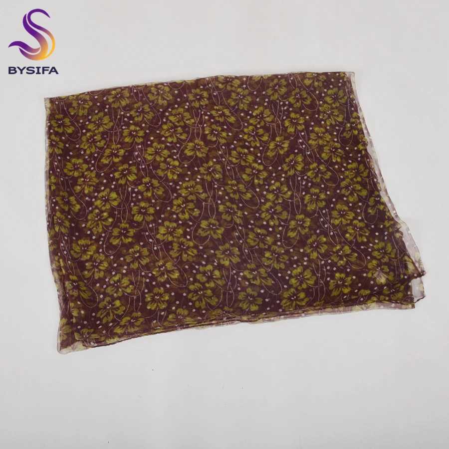 BYSIFA Coffee Green Silk Scarf Hijab Elegant Long Neck Scarves Shawls Spring Fall Brand Accessories Head Scarf Cape 170100 W251021