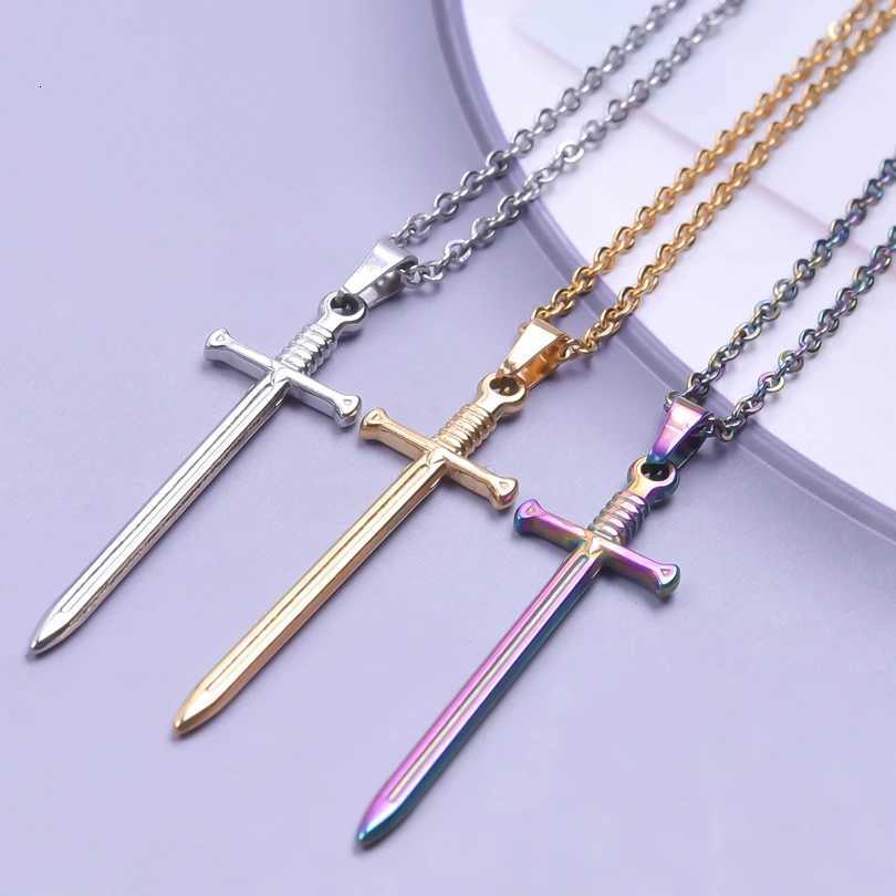 The Sword Pendants Chain Neck Jewelry Stainless Steel Necklace For WomenMen Charm Gothic Collar Steam Punk Accessories ChokersXJ251018