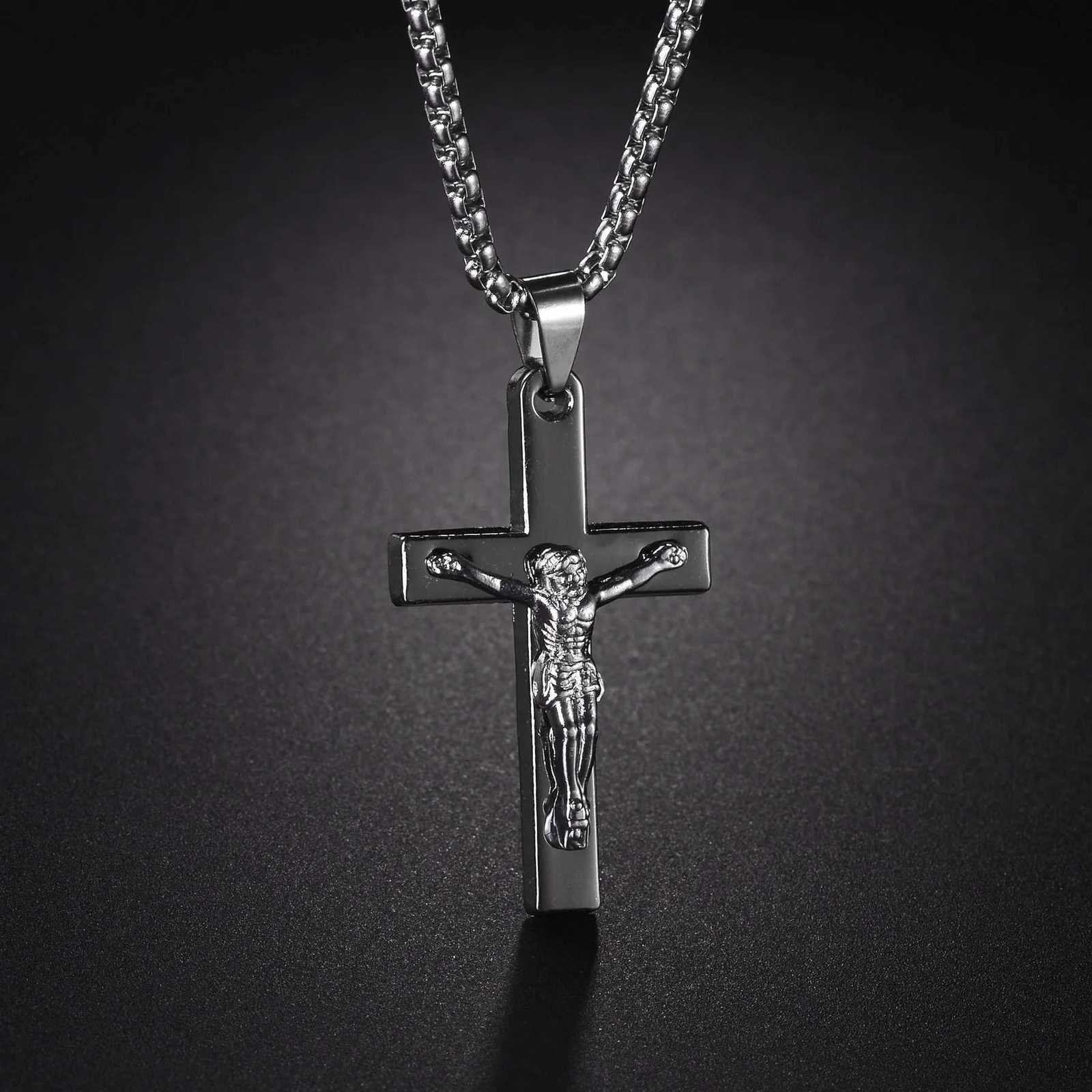 Christian Jesus Cross Necklace For Women Men Stainless Steel Chains Choker Religion Pendants Jewelry Prayer Baptism GiftXJ251018