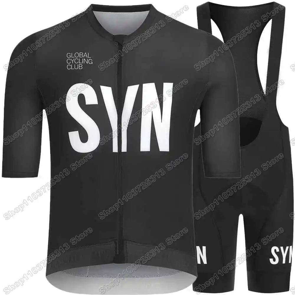 SYN 2025 Cycling Jersey Set Black White Orange Red Cycling Clothing Men TRAINING Short Sleeve Kit Road Bike Shirt Bib Shorts 251021