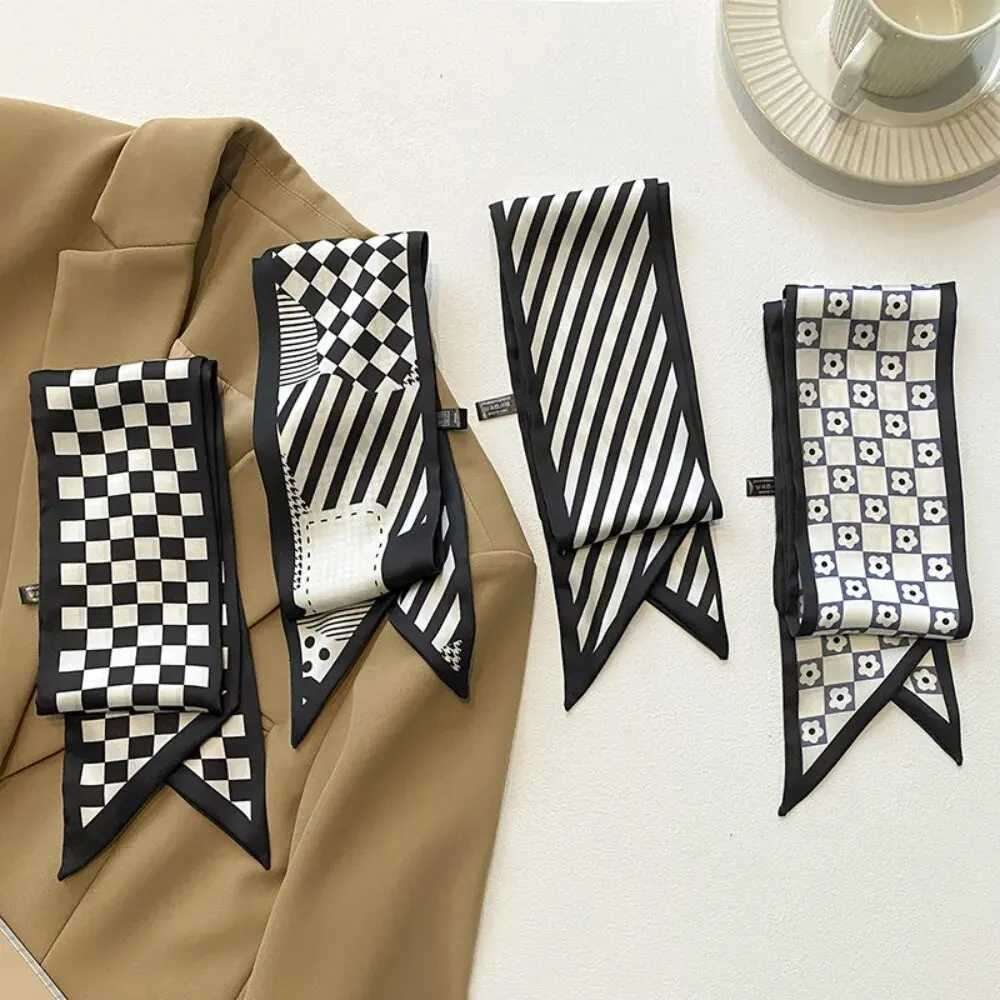 Fashion Print Silk Skinny Hair Scarf For Wen Narrow Ribbon Tie Hand Bag Band Bandana NeckerchiW251021