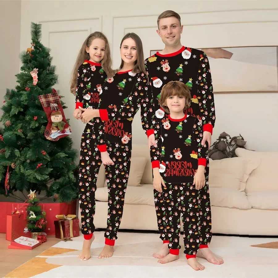 New Year Christmas Casual Family Matching Pajamas Set Women Men Baby Kids Bear Print Sleepwear Nightwear Autumn Winter Clothes L251021OF27