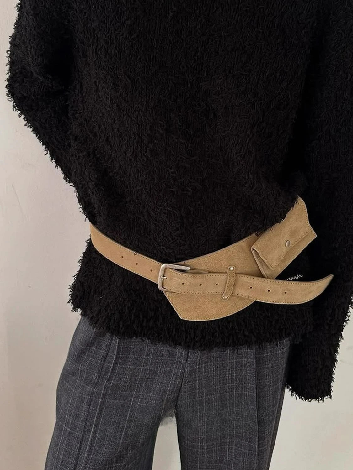 Korean Style Faux Suede Waist Bag with Belt for Women Waist Packs 251017