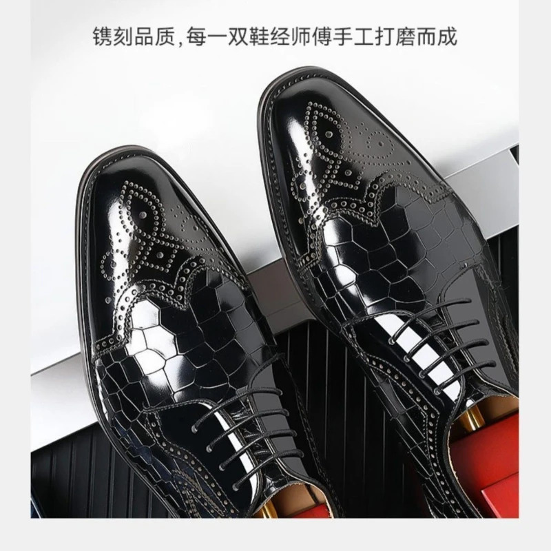 Pattern Leather Shoes Business Oxford Footwear Mens Brogue Dress Shoes Leather Formal Shoes for Men Bullock Shoe 251021