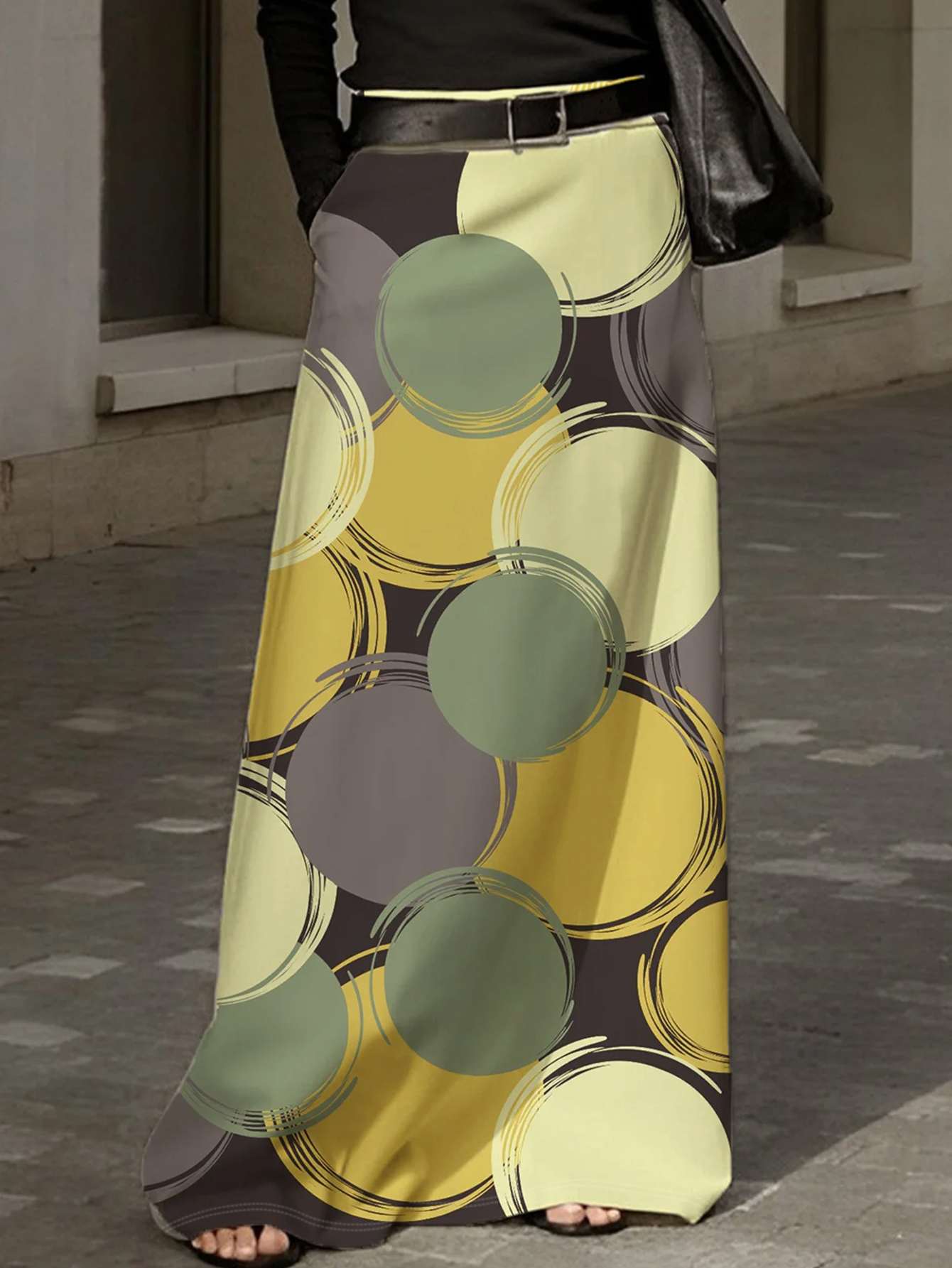 Women's Autumn & Winter New Floral Dot Printed Midi Skirt, Milk Silk Casual Vacation Versatile Women's Skirt-CF41263