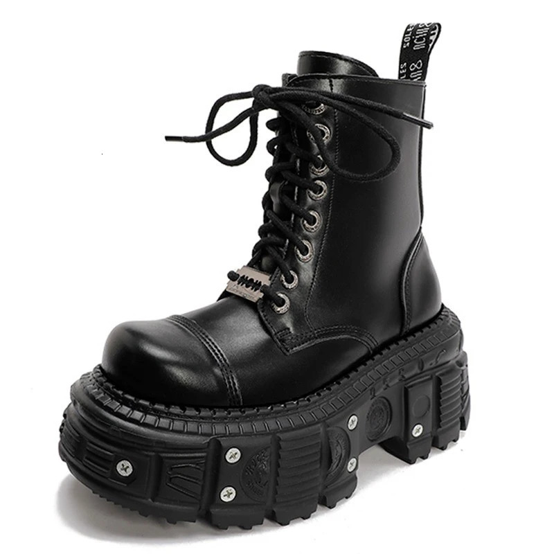Women Punk Boots Platform Personalized Shoes Leather Cool Boots Retro Chunky High Quality Lace Up Casual Outdoor Shoes 42251020