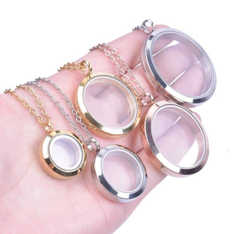 Round Pendant Necklace Locket Charm Stainless Steel Necklaces For Women Men Jewelry Chain Around Neck Necklace Decoration GiftsXJ251018