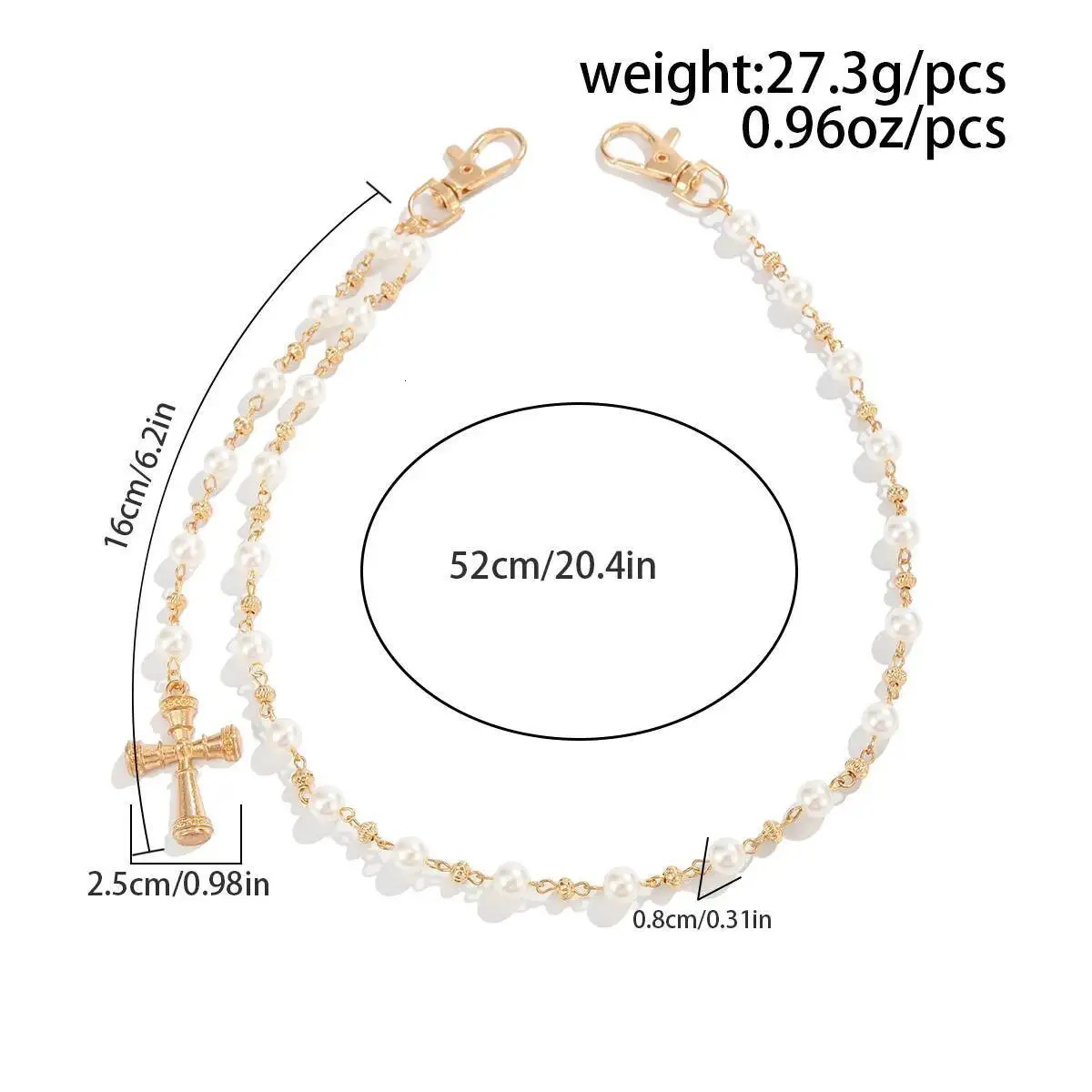 Ingemark Creative Cross Pendant Pearl Keychain Wallet Belt Chain for Men Women Trousers Hipster Jeans Chain Jewelry 251021
