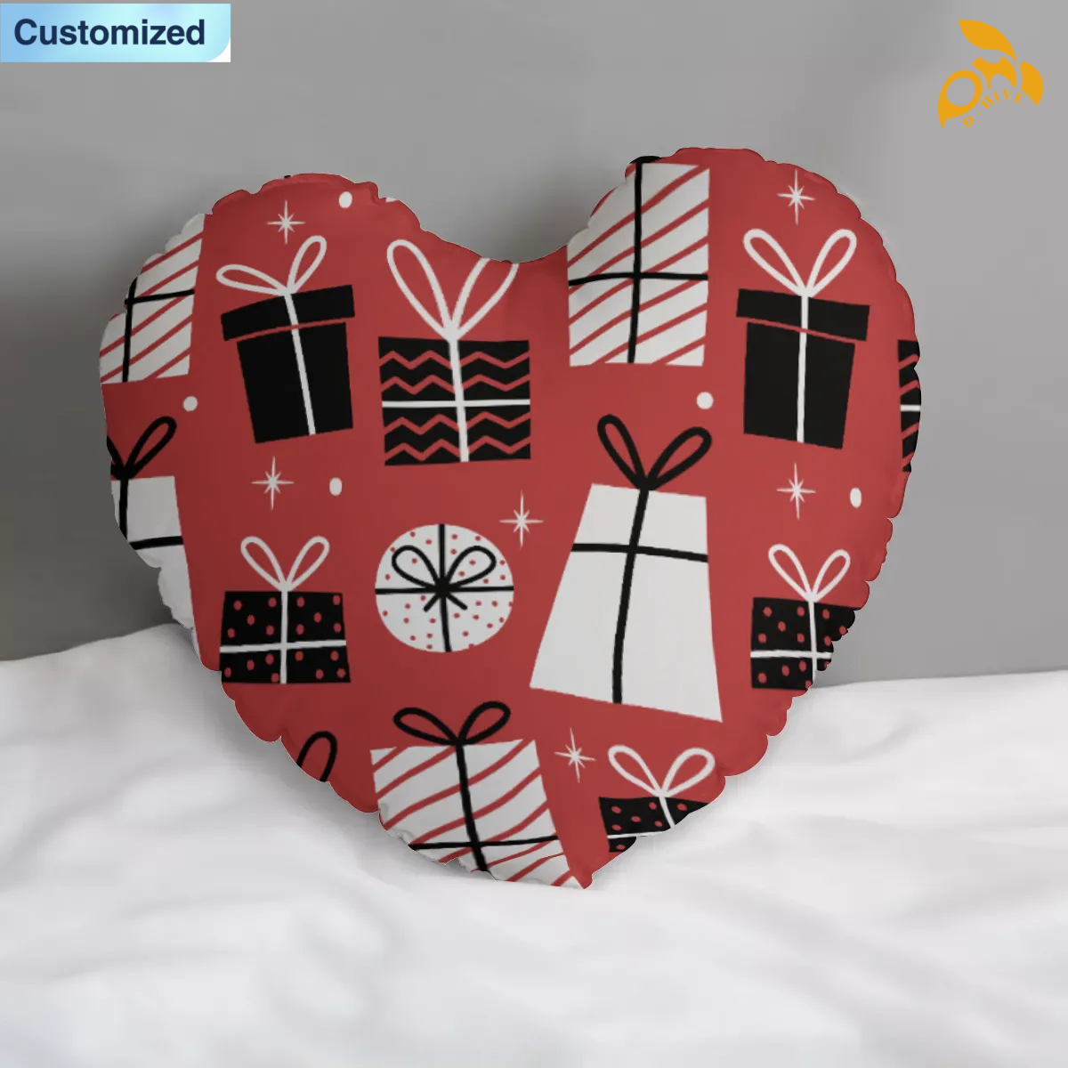 Free Shipping of Customized All-Over Print Heart-shaped Pillow Soft Plush Skin-Friendly Washable Vibrant Print Pillow