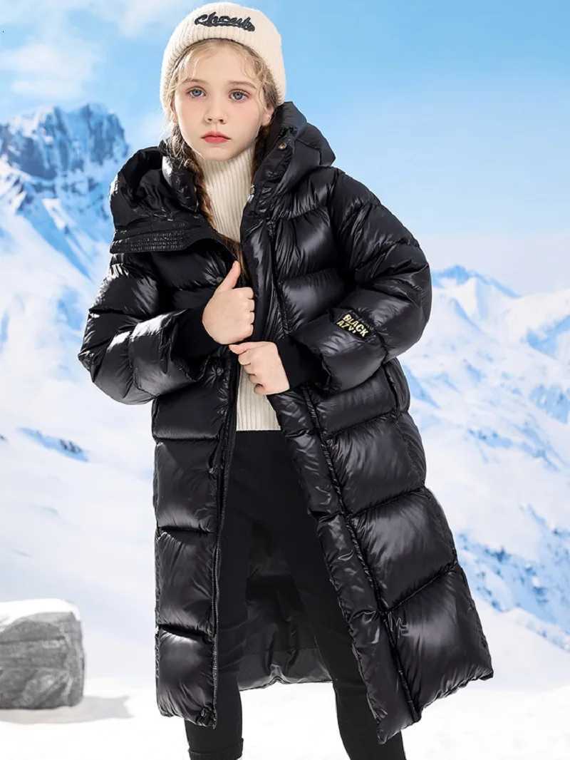 Winter Warm Girls Black XLong Hooded Full Zipper Puffer Jackets School Kids Thick Snow Coat Children Outfit Windbreaker 516 YrT251021