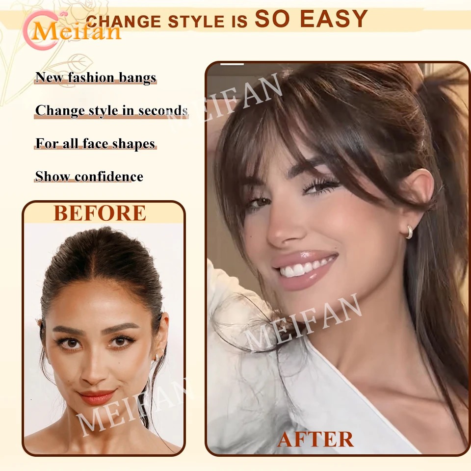 Lightweight Air Bangs Middle Part Natural Front Forehead Invisible Hair Patch Round Face French Bangs Fake Bangs For Women 251014