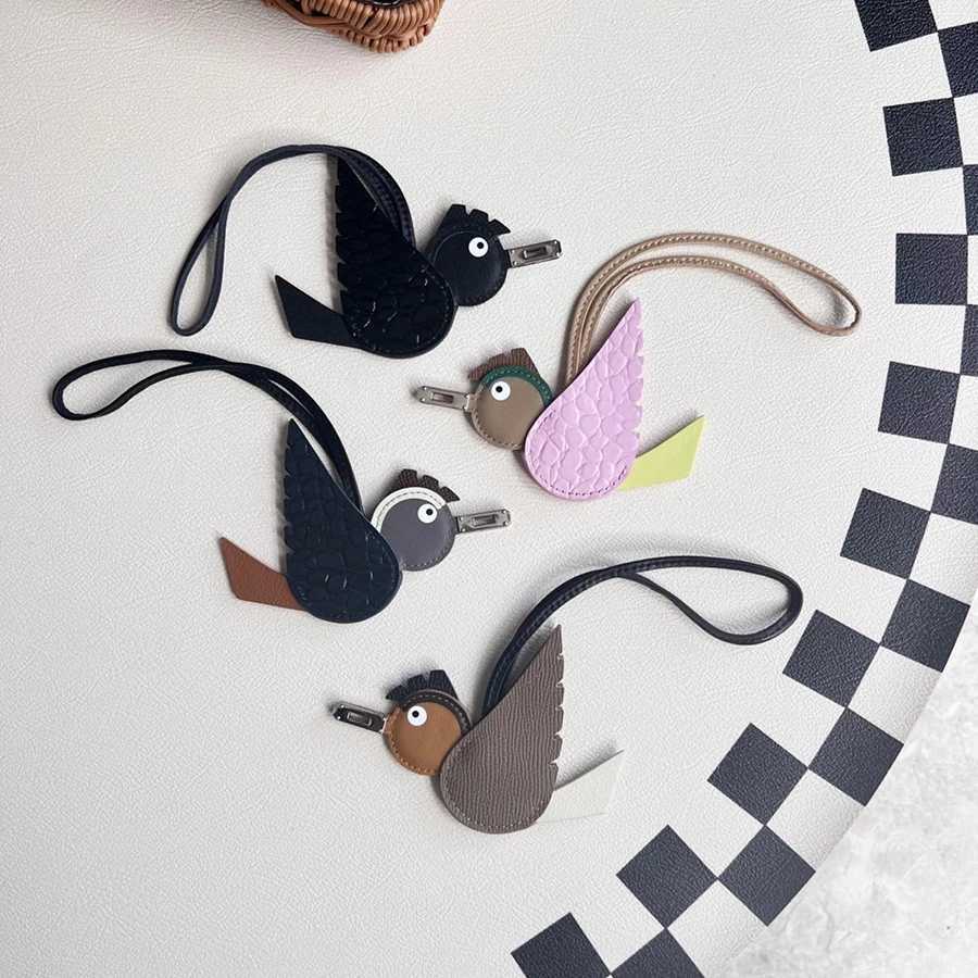 New Cowhide Handsewn Tassel Owl Bag Charm Chouette Genuine Leather Bag Pandent Keychain Bag Accessories J251121