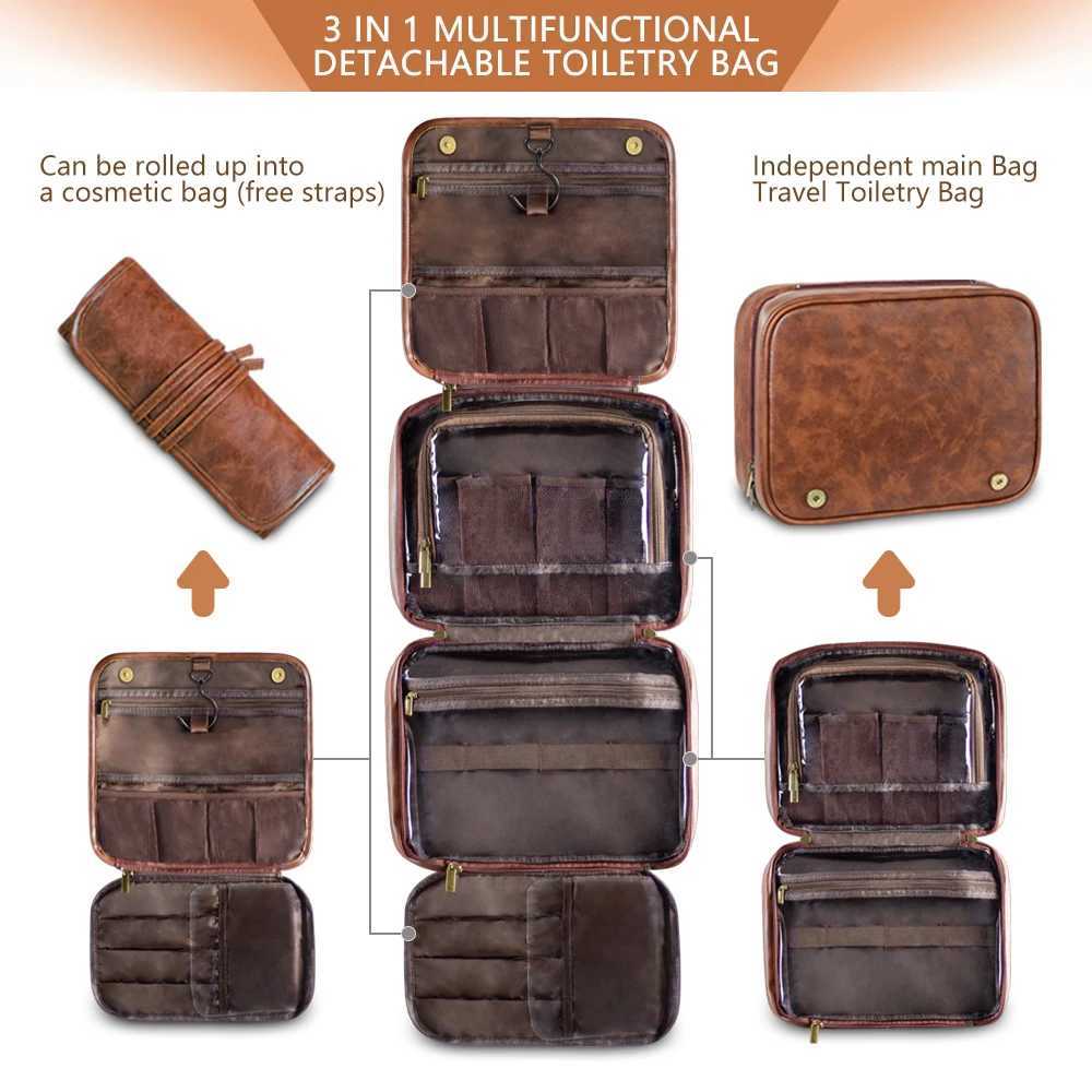 2024 new mens business pu wash bag large capacity highend storage partition waterproof makeup bag storage bagW251021