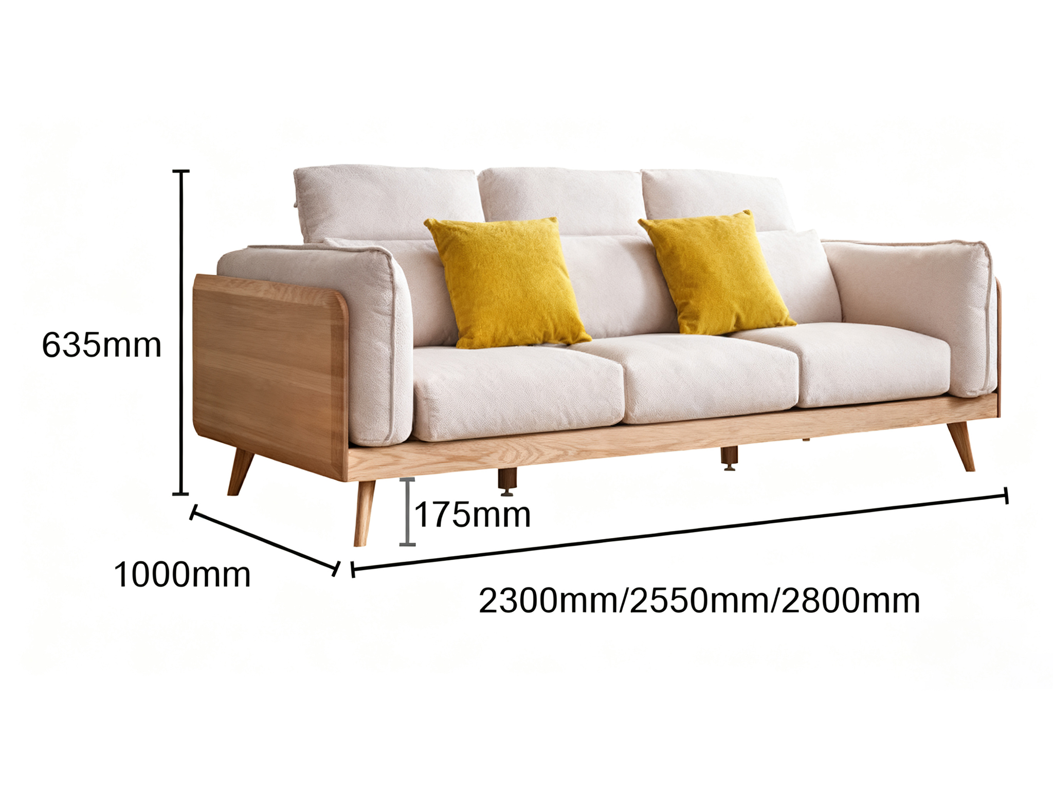 Elegant Solid Wood Upholstered Couch for Modern Living Room - Made of High-Quality Materials