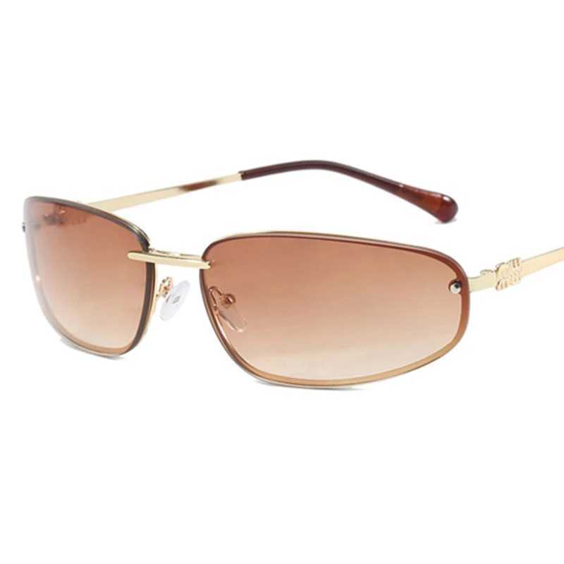 Oval Frameless Y2K Luxury Sunglasses Brand Design Highend Styling Punk Sunglasses Outdoor Retro Personality Sunglasses Women J251114