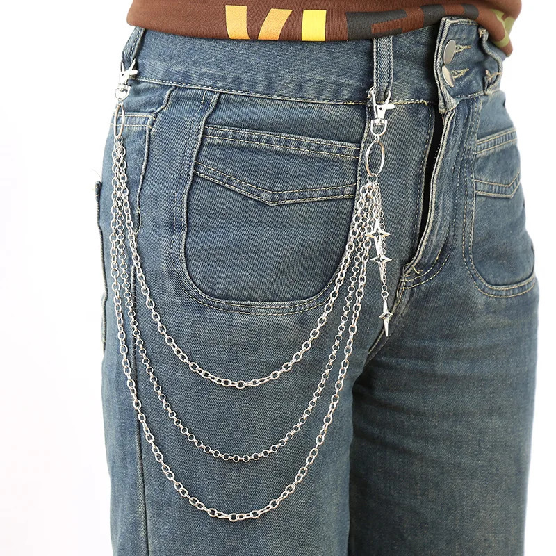 Fashion Punk Multilayer Metal Star Pendant Pant Chain Hip Hop Waist Keychain Jeans Chain Women Trendy Jewelry Accessories Gifts 251021