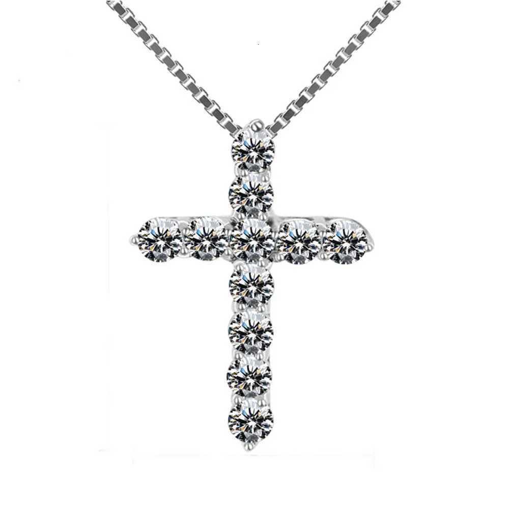 Hot Shiny crystal classic cross Pendant 925 Sterling Silver Necklace For Woman men 18 inch Box chain Fashion luxury Jewelry GiftXJ251018