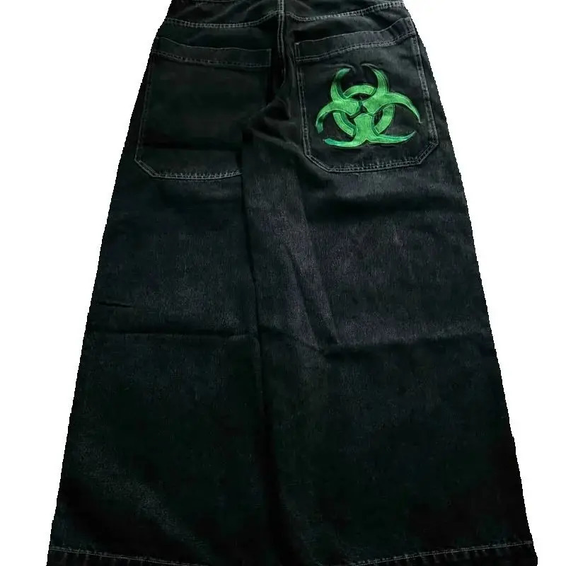 Gothic Harajuku Retro Streetwear Trousers Vintage High Street Baggy Y2K Jeans Women Hiphop Punk Waist Wideleg Pants Men 251017