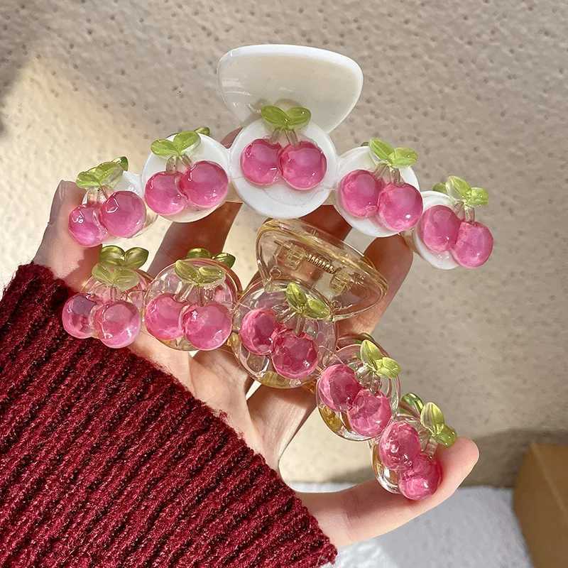 Jelly Cherry Grab Clip Original Sweet Girl Women Resin Head Hair Shark Clip Spring Claw Clip Hair Jewelry 2023 Hair AccessoriesW254021