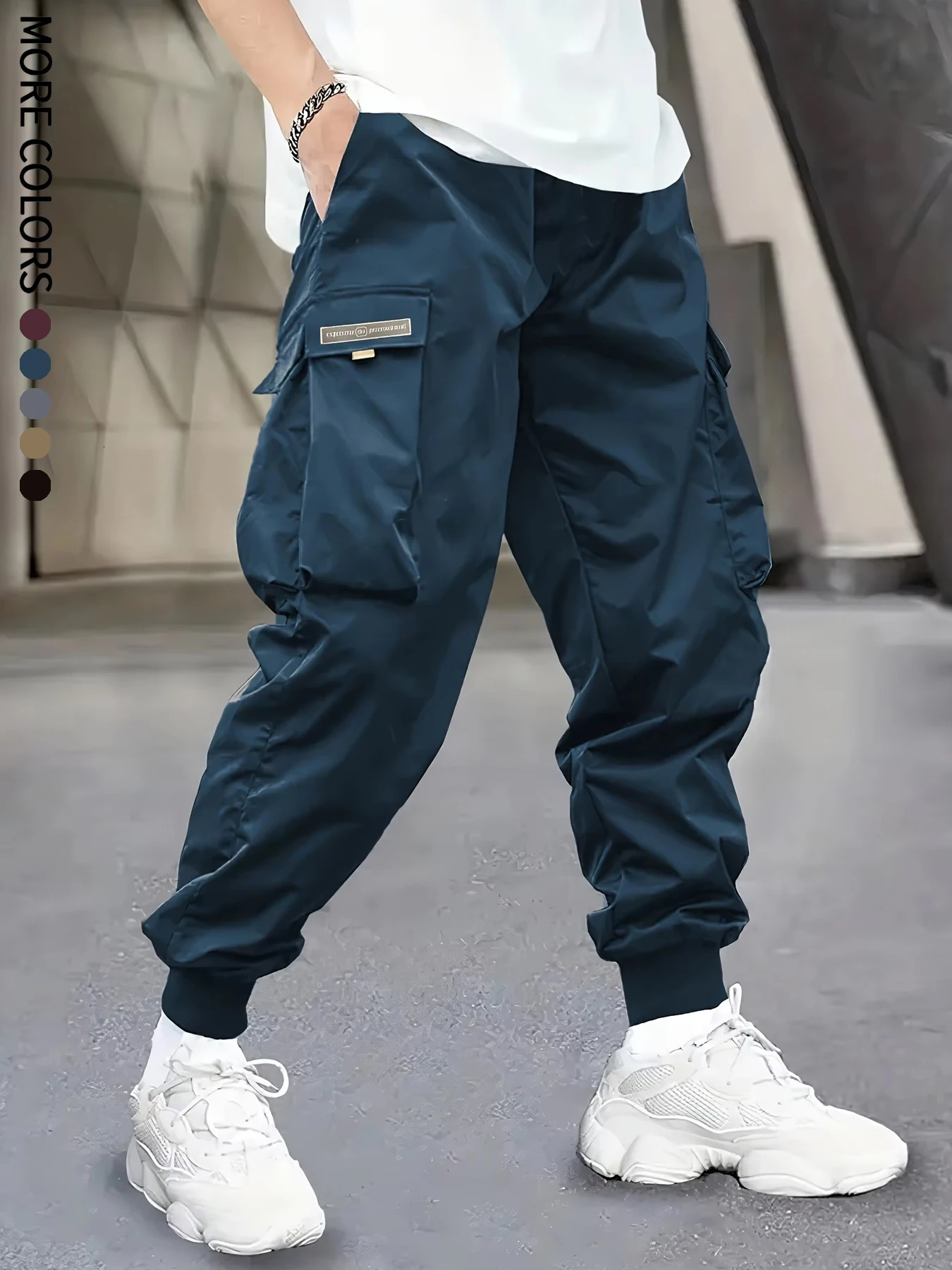 Mens Cargo Pants Casual Sporty Outdoor Large Pockets Lightweight Legging Cropped Slacks 06B 251017