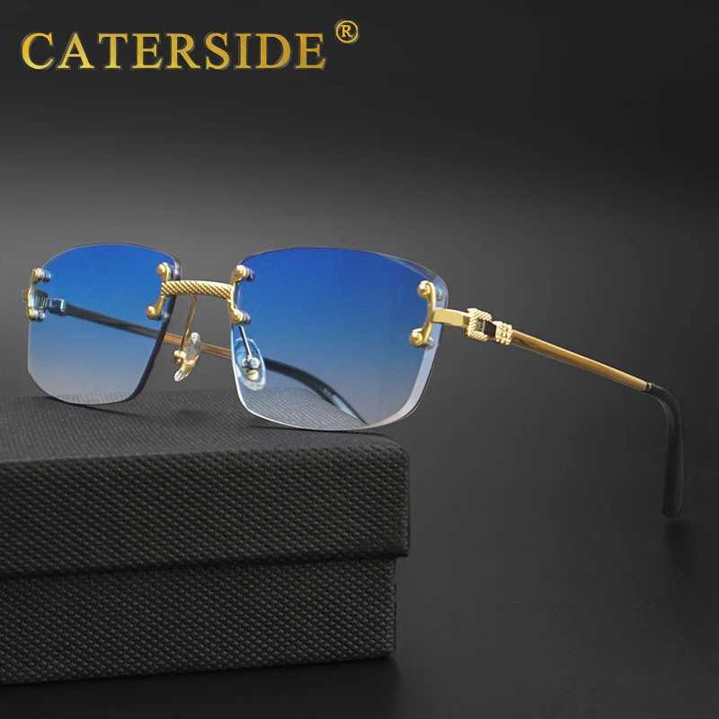 CATERSIDE Retro Rimless Square Sunglasses Men Women UV400 Small Gradient Sun Glasses For Men Popular High Quality Party Eyewear J251114