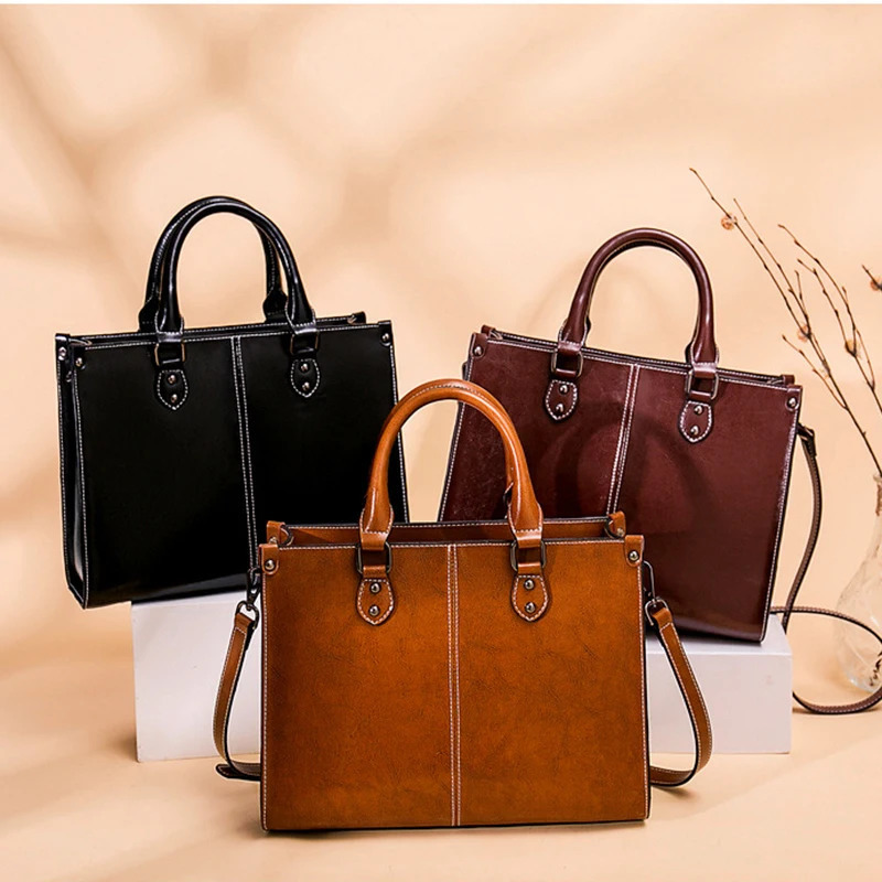Women Handbag Cross body Shoulder Tote Bag Genuine Leather Shopping Fashion Office Female Real Cowhide Messenger Top Handle Bags 251021