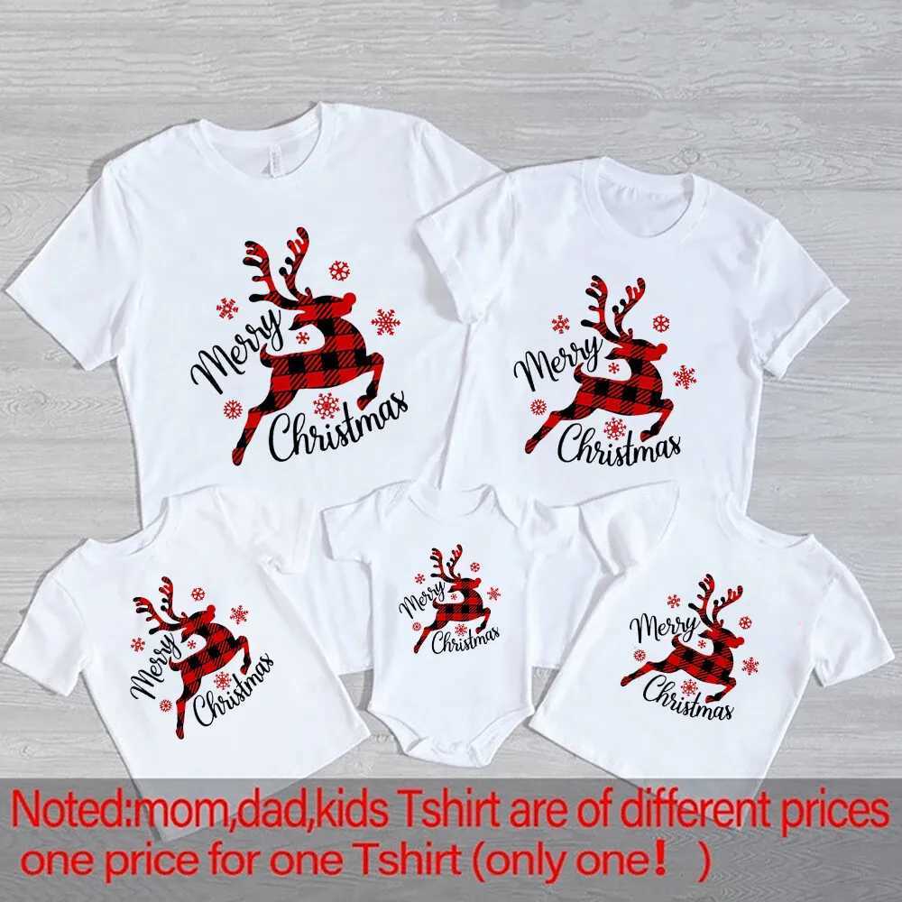 Merry Christmas Print Family Matching Outfits Xmas Party Clothes Mom Dad Daughter Son Tshirt Baby Bodysuit Fashion Family Set L2510215D8P