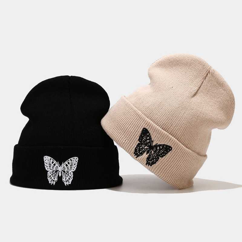 Autumn and Winter New Butterfly Embroidery Knitted Hat Pullover Hat Outdoor Versatile Warm Wool Hat H251020