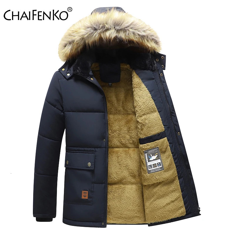 Men 2025 Winter Windproof Fleece Warm Thick Jacket Parkas Coat Men Fashion Hooded Fur Collar Jacket Classic Casual Parka Men 251021