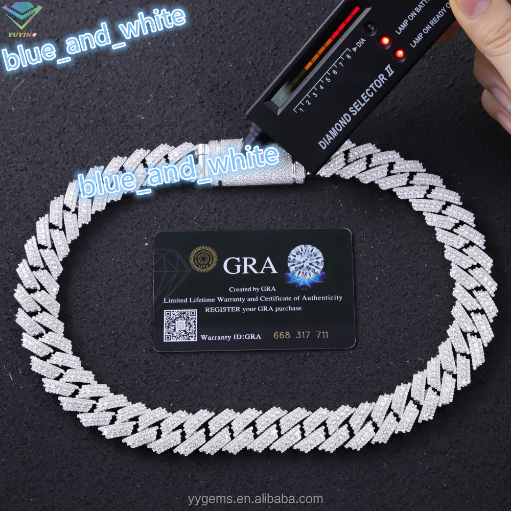 Hiphop 20mm VVS Diamond Cuban Link Chain GRA VVS Moissanite 925 Sterling Silver Gold Plate Fine Jewelry Necklaces Bracelets