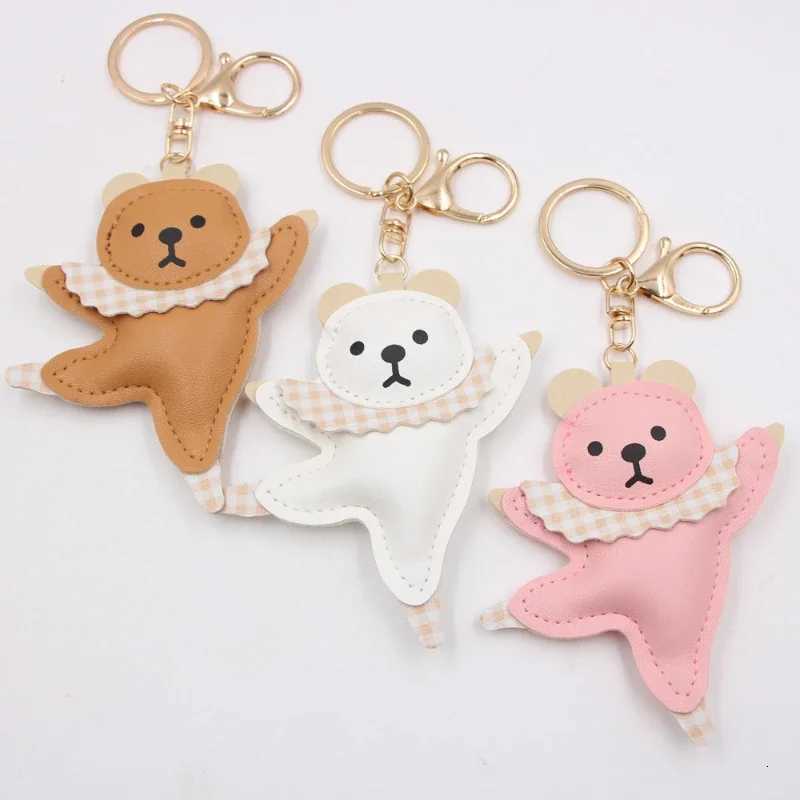 Creative Ballet Dance Leather Pink Bear Car Keychain Cute Bag Pendant Fashion Key Chains for Women W251021