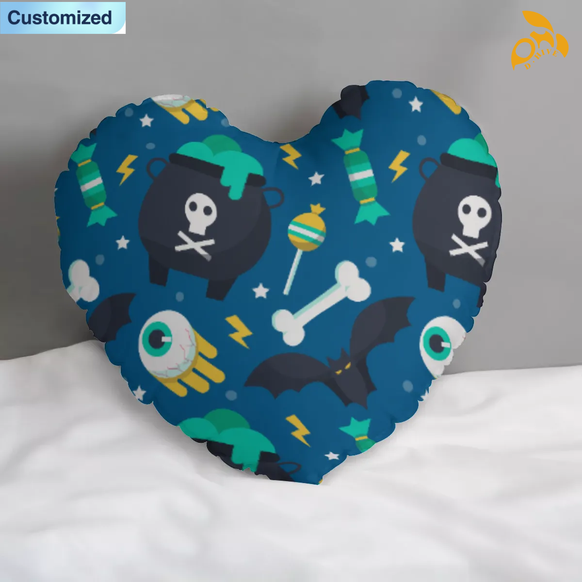 Free Shipping of Customized All-Over Print Heart-shaped Pillow Soft Plush Skin-Friendly Washable Vibrant Print Pillow