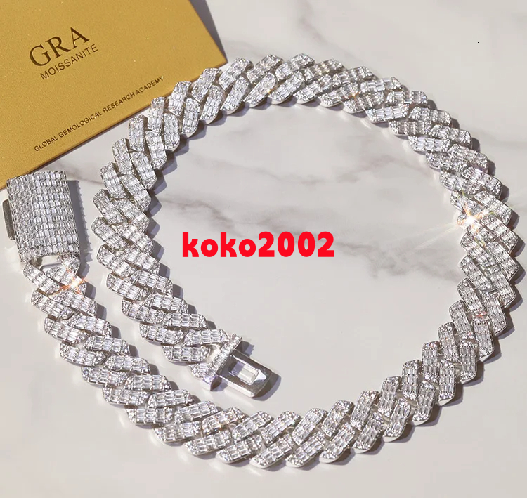 2025 Most Popular 18k White Gold Vvs Moissanite Diamond Cuban Link Chain Diamond Chain High Quality Fine Jewelry Chain for Men