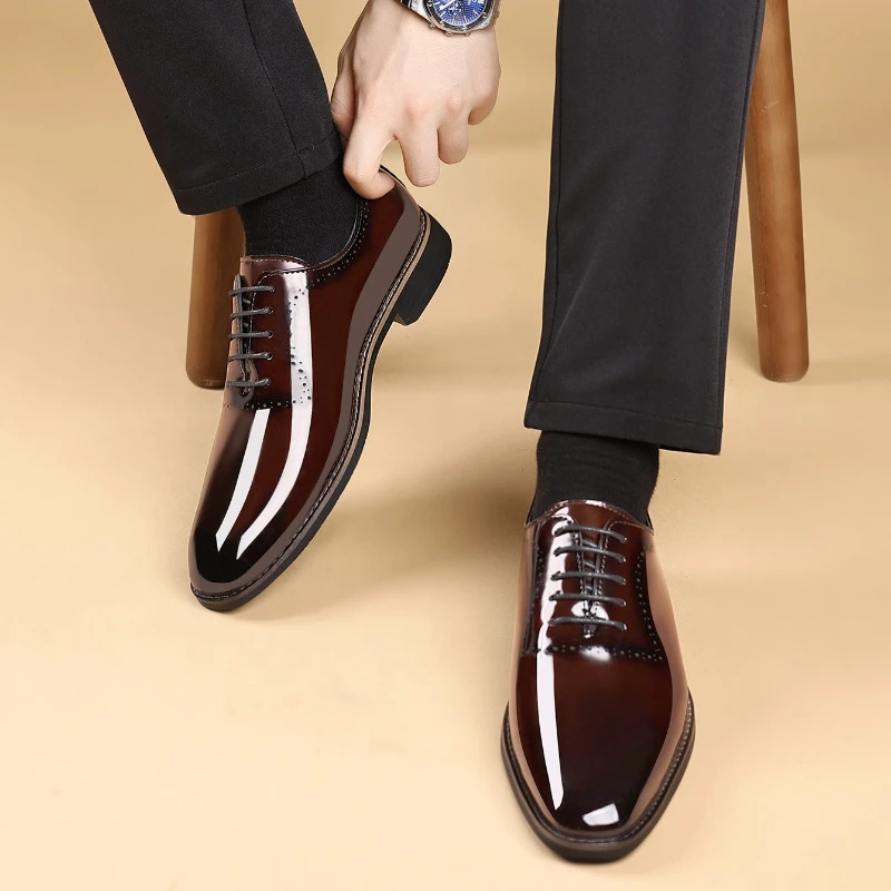 Men Oxford Shoes High Quality Patent Leather Men Shoes Comfortable Dress Wedding Party Shoes Classic Business Formal Shoe 251021