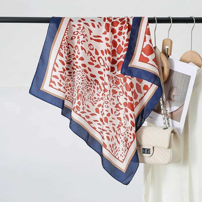 70CM New Leopard Print Square Scarf Womens Imitation Silk Scarf Casual Versatile Decoration Small Neck Scarf Hijab W251021