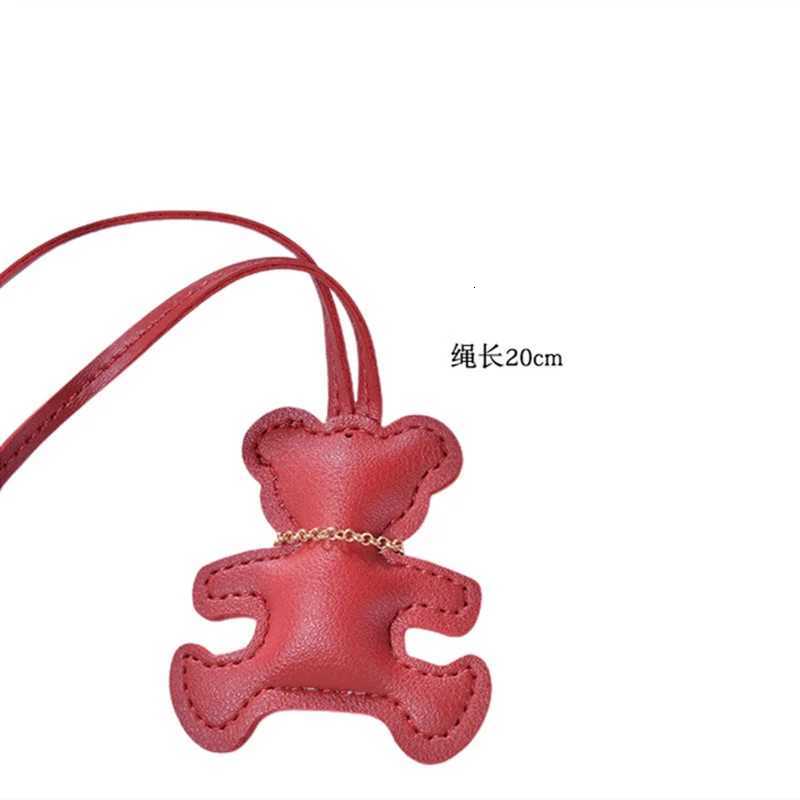 New Fashion Cute PU Leather Bear Keychain For Women Key Ring Chain Female Keyring Rear View Mirror Pendant Girls Gift W251021
