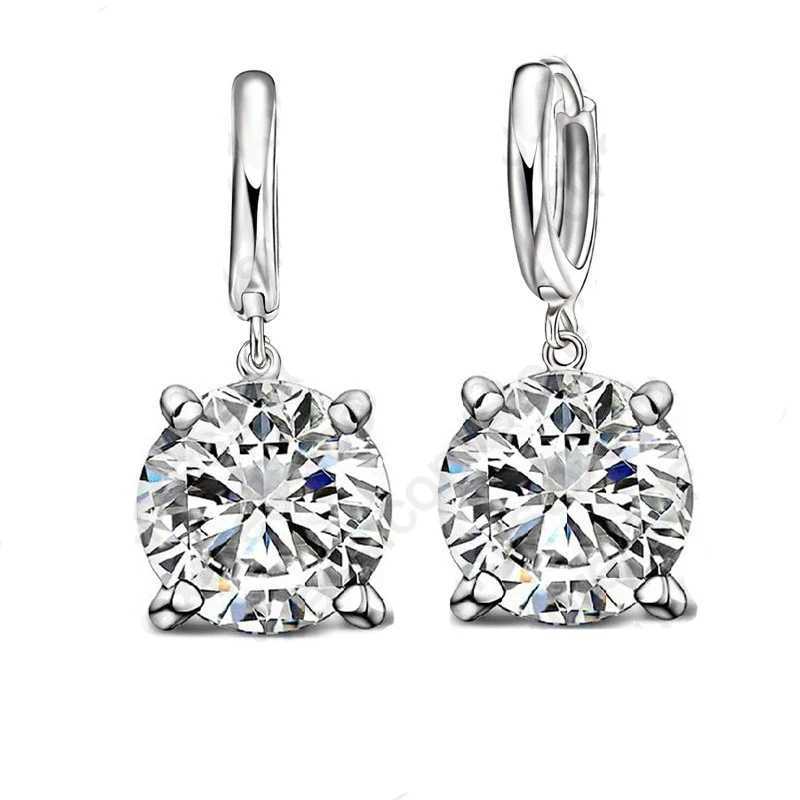 Real 925 Pure Sterling Silver Dangle Earrings CZ Crystal Big Round Earrings For Women Girls Gift Fashion Jewelry J251021