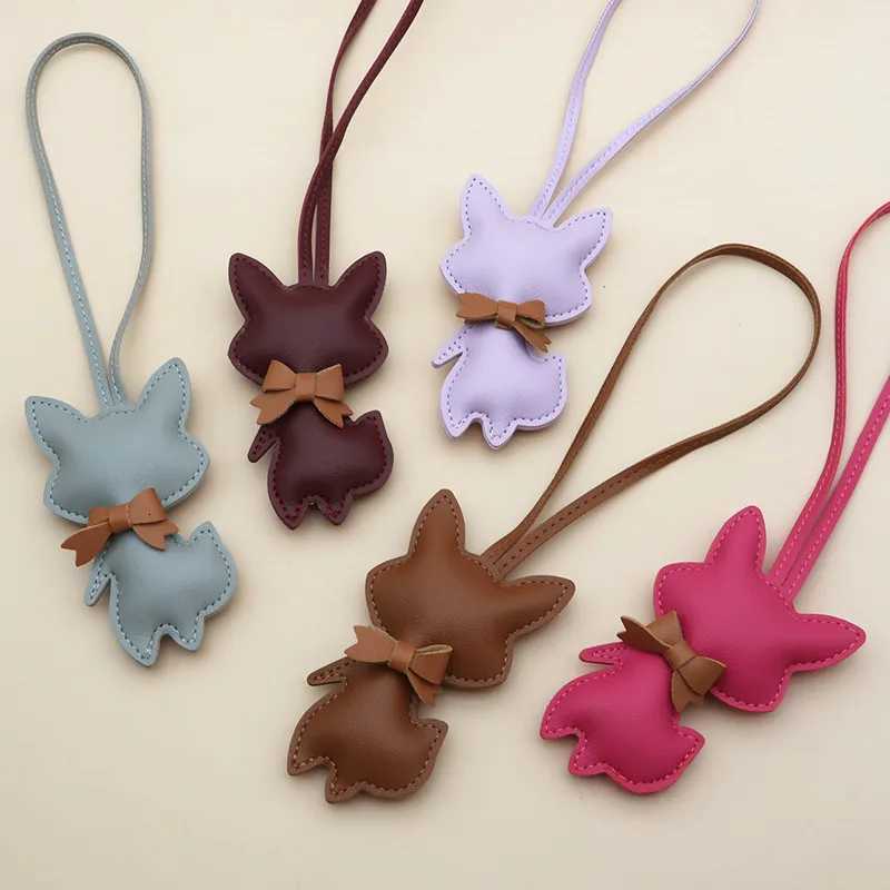 Fox Keychain PU Leather Animals Keyring Hanging Ornament Backpack Handbag Charm Gift For Men Women Bag Charms W251021