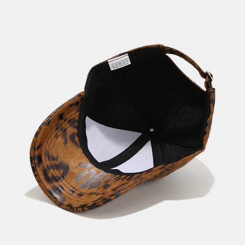 New Leopard Pattern Leather Baseball Cap Autumn and Winter Outdoor Trend Hip Hop Duck Tongue Cap Mens and Womens Hat H251020